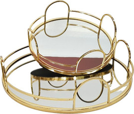 B-DECOR זוג מגשי נירוסטה 28 ס"מ BRASS GOLD