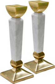 B-DECOR זוג פמוטים 30 ס"מ BRASS GOLD + WHITE MARBLE