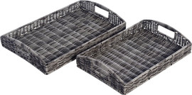 B-DECOR זוג מגשים במבוק אפור אבן 45X29X8 40X25X8