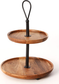 B-DECOR קברט שני קומות 33X33X23 ACACIA WOOD