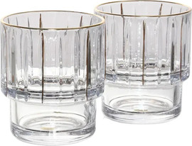 B-DECOR סט 6 כוסות וויסקי 390 מ"ל CRYSTANLINE פס זהב