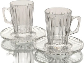 B-DECOR סט 6 כוסות תה + תחתיות 190 מ"ל CRYSTALIN