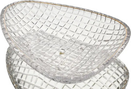 CRYSTALINE קערת פירות 39X29X7 ס"מ פס זהב CRYSTALINE