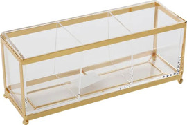 B-DECOR סכומון אקריליק שקוף מלבני עם מסגרת זהב ו-3 מחיצות