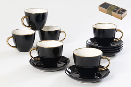 B-DECOR סט תה קרמיקה פס זהב 200 מ"ל PARIS BLACK