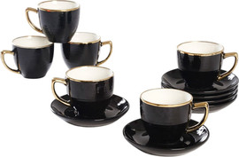 B-DECOR סט אספרסו קרמיקה פס זהב PARIS BLACK