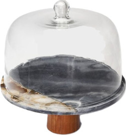 B-DECOR פעמון עוגה 30 ס"מ דמוי שיש שחור VALANTINO BLACK MARBLE