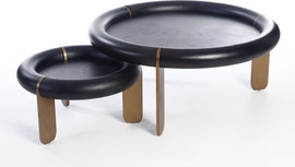 B-DECOR זוג שולחנות עץ + פליז WOOD GINNESS