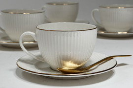 B-DECOR סט תה פורצלן פס זהב NEW BON CHINA