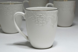 B-DECOR סט 6 מגים פורצלן פס זהב 10.5X9 NEW BONE CHINA