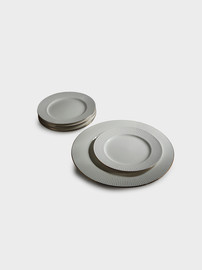 B-DECOR סט צלחות עוגה והגשה פורצלן פס זהב 30/22 NEW BONE CHINA