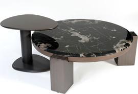 B-DECOR שולחן סלון + נשכן 57X48X47 110X110X36 // MARBLE GUINNESS A B C