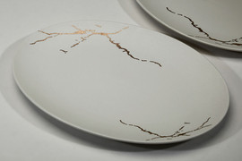 B-DECOR פלטה אובלית שיש לבן 32.5 ס"מ SLMPEL MOKA NEW BONE CHINA