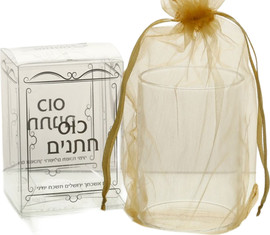 B-DECOR כוס חתנים 6X6X8.5 ס"מ בשקית רשת זהב