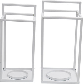 B-DECOR זוג מעמדי נר גיאומטריים לבן 35/28 ס"מ ARMAND