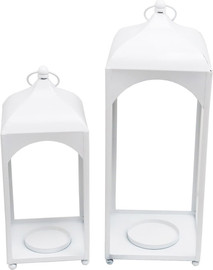 B-DECOR זוג עששיות לנרות 18.5X18.5X 16X16X38 ס"מ 48 ס"מ ARMAND WHITE