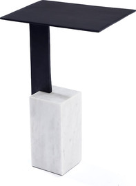 B-DECOR שולחן נשכן שיש לבן ו מתכת 35 ס"מ