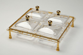 B-DECOR קברט אקריליק 4 תאים עם מכסים DirtyGold