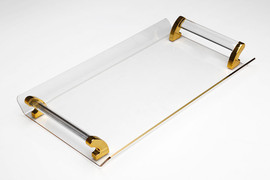 B-DECOR מגש אקריליק ידיות זהב 37X21X4.5