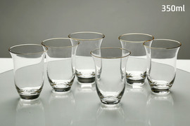 BOHEMIA סט 6 כוסות  שתיה קריסטל פס זהב