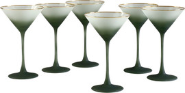 B-DECOR סט 6 גביעי מרטיני  green mat gold rainbow
