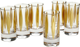 CRYSTALINE סט 6 כוסות שתיה crystaline anser gold