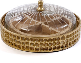 B-DECOR קברט עץ 30 ס"מ עץ ומתכת BRASS GOLD + WOOD