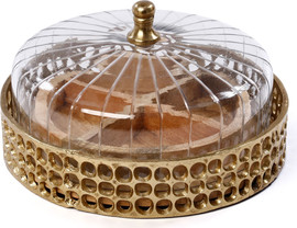 B-DECOR קברט BRASS GOLD עם WOOD 27X27X15