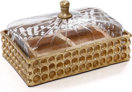 B-DECOR קברט עץ 24 ס"מ עם מכסה עץ ומתכת BRASS GOLD + WOOD