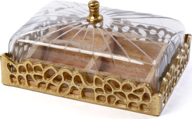 B-DECOR קברט עם מכסה BRASS GOLD עם WOOD 22X31X16