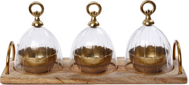 B-DECOR קברט 45 ס"מ + מגש מתכת BRASS GOLD