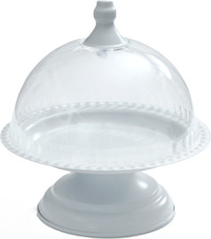 B-DECOR פעמון עוגה מתכת על רגל לבן 22X22X24