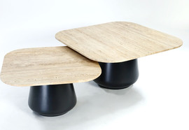 B-DECOR זוג שולחנות מנגו MARBELE REAL TRAVENTINE