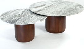 B-DECOR זוג שולחנות מנגו MARBELE REAL TRAVENTINE