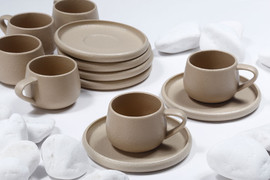 B-DECOR סט קפה STONE WARA CAMEL
