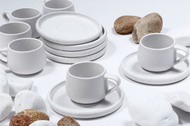 B-DECOR סט קפה STONE WARA WHITE