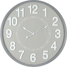 B-DECOR שעון קיר אפור עם ספרות תלת־ממד לבנות 76 ס״מ B-DECOR