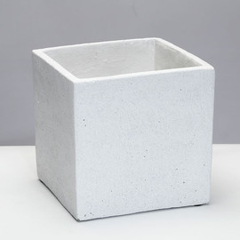 B-DECOR בית עציץ קוביה 17X17X17 TROPHY WHITE