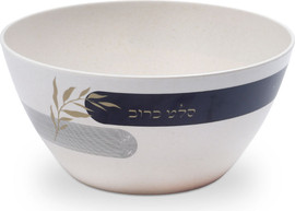 DREAM CHEF קערת סלט מעוצבת L (21 ס"מ) מסיבי במבוק אקולוגיים בעיטור גאומטרי מודרני וכיתוב