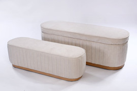 B-DECOR ספסל הדום זוגי מעוצב מבד בוקלה קרם BUKALA קטן:99 ס"מ וגדול: 120 ס"מ