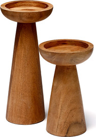 B-DECOR מארז זוג פמוטי עץ שיטה (Acacia) קלאסיים בעלי בסיס רחב ויציב 25 ס"מ | 18 ס"מ