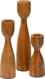 B-DECOR מארז 3 פמוטי עץ שיטה (Acacia) דקים ומינימליסטיים לעיצוב מדורג עד גובה: 25 ס"מ