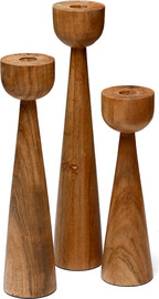 B-DECOR מארז 3 פמוטי עץ שיטה (Acacia) גבוהים ומרשימים במיוחד לעיצוב מדורג עד גובה: 35 ס"מ