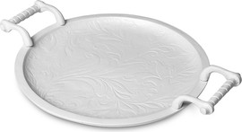 DREAM CHEF מגש עגול עם ידיות צבע לבן BRASS IVORY CASABLANCA