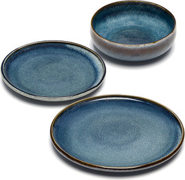 DREAM CHEF מערכת אוכל 18 חלקים STONE WARE MADRIO BLUE בעיצוב מוקפד, בעל טקסטורה עשירה ומראה נקי ואלגנטי.