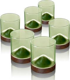 DREAM CHEF סט 6 כוסות 180ml זכוכית Green לשתייה חמה + תחתיות עץ מבית DreamChef