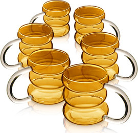DREAM CHEF סט 6 מאגים 450ml זכוכית Amber לשתייה חמה מבית DreamChef