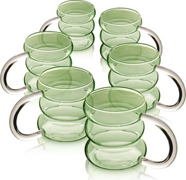 DREAM CHEF סט 6 מאגים 450ml זכוכית Green לשתייה חמה מבית DreamChef