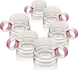 DREAM CHEF סט 6 מאגים 260ml זכוכית ידית Pink לשתייה חמה מבית DreamChef