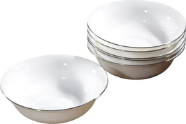 OPAL מרקית עגולה 16.5X6 ס״מ OPAL פס כסף לבן